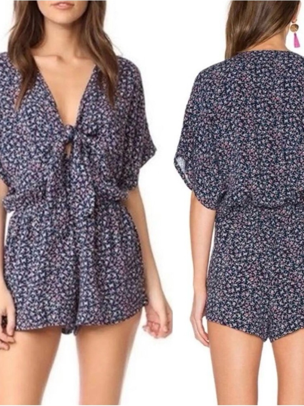 Rails Navy Floral Romper with Pink Blooms